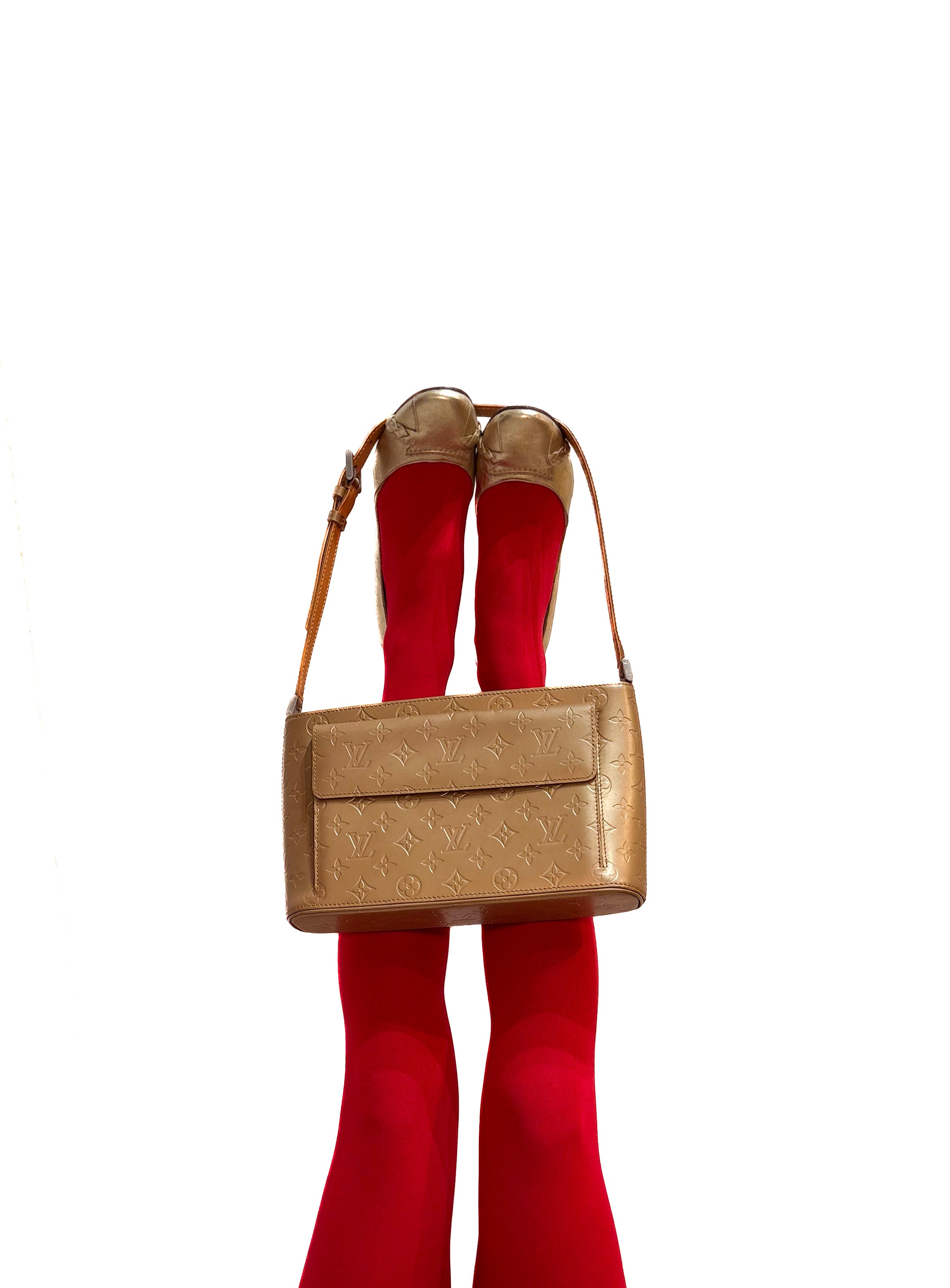 Louis Vuitton Monogram Mat Alston Shoulder Bag Gold-1