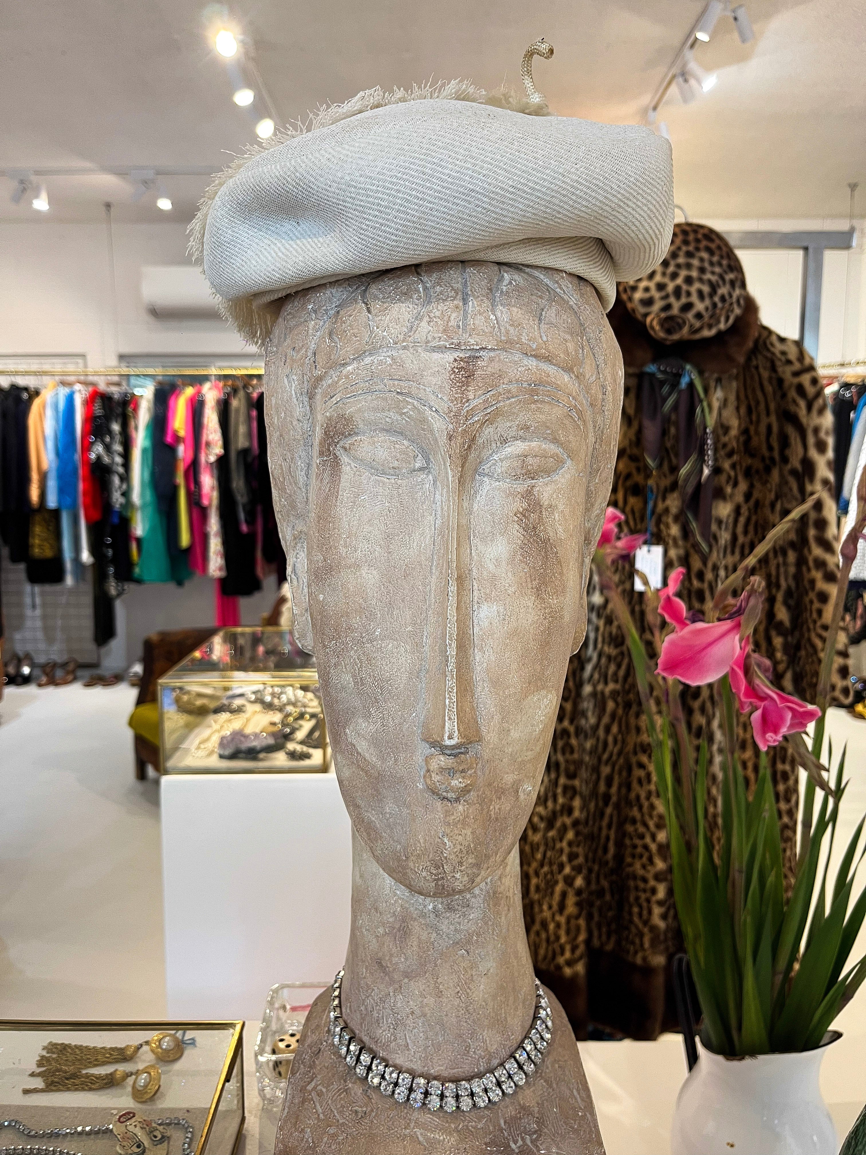Yves Saint Laurent Cream Hat-2